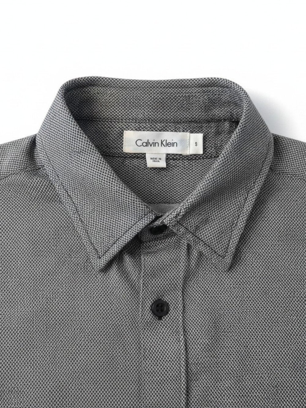 Calvin Klein Grey Textured Long Sleeve Shirt Medium - Picture 3 of 3